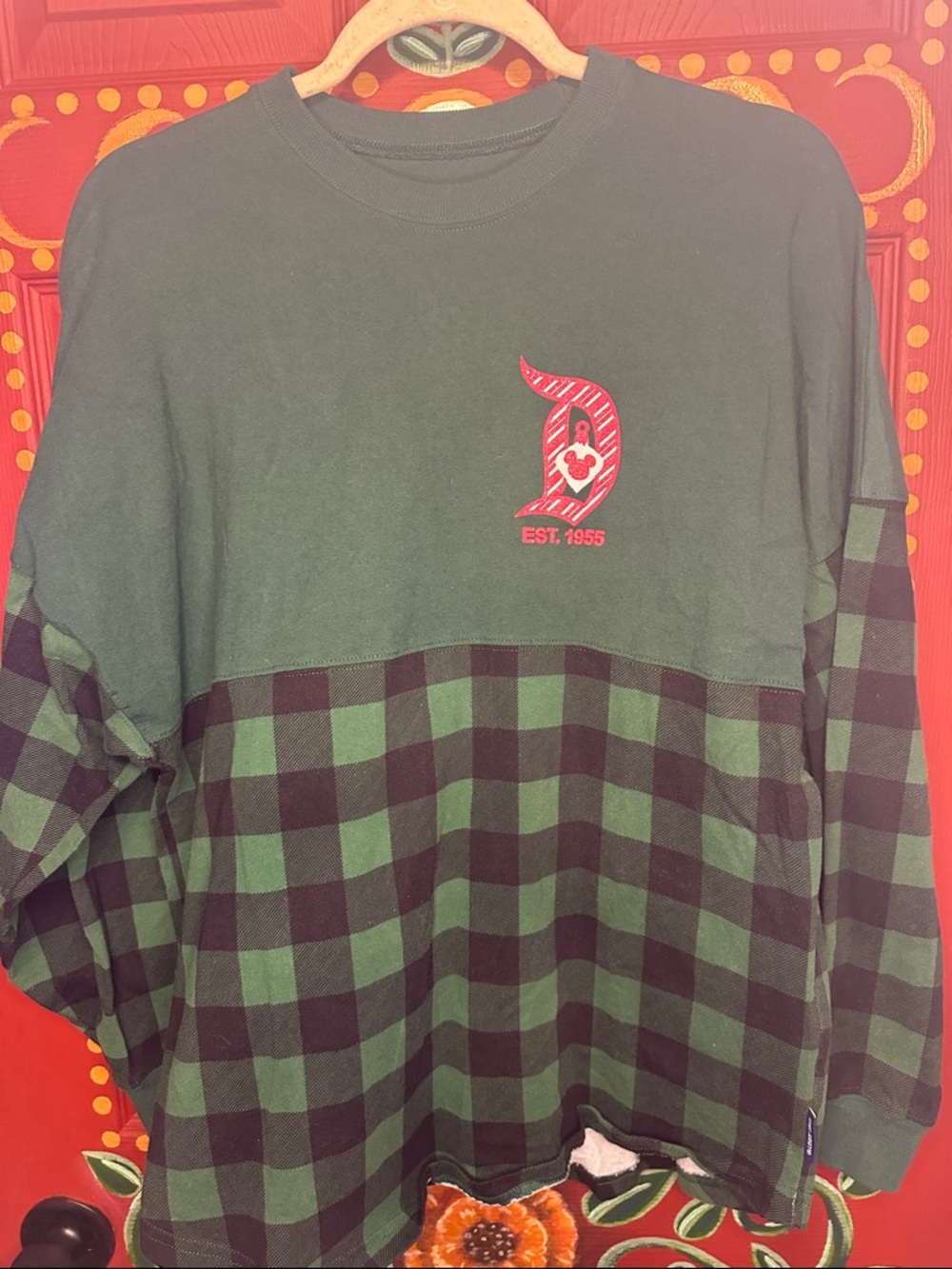Disney Parks Disneyland Resort Holiday Green Plaid Spirit Jersey